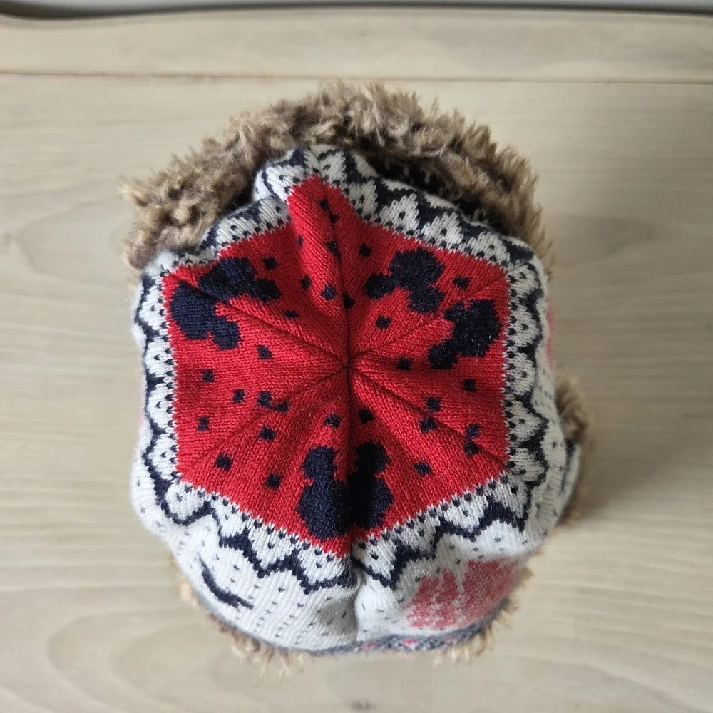 BabyGap Disney Mickey Mouse Toddler Trapper Hat Fair Isle Faux Fur Winter 4T 5T